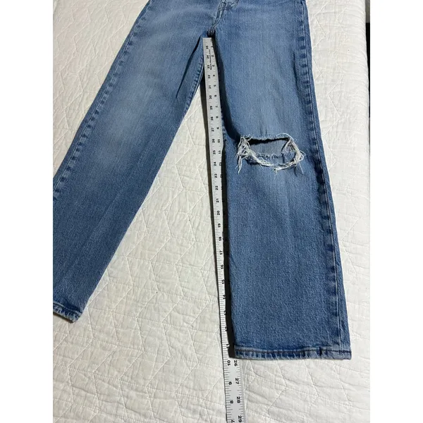 Levi's Levi Strauss Premium Ribcage Straight Jeans Distressed Light Wash Women W25‎ L27 - Image 2