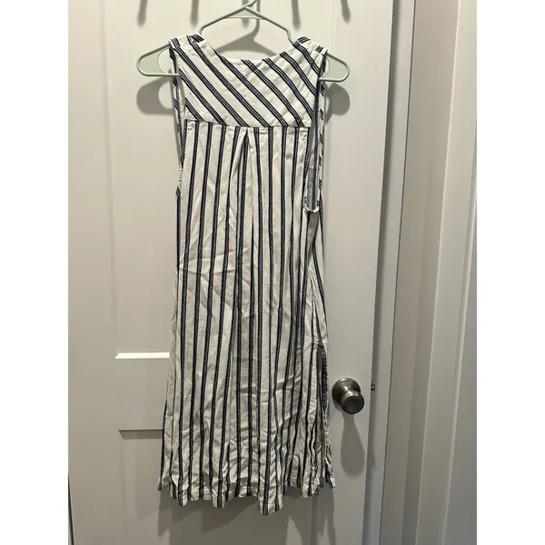 Free People Blue White Striped Sleeveless Tunic Top Boho Longline Large Vest - Image 4