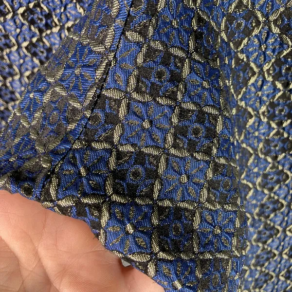 Free People Harley Pant Womens Large Jacquard Blue‎ Gold Geometric Drawstring - Image 3