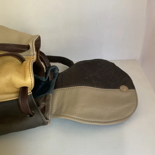 Vintage Mexican Leather Cowhide Hair-On Hide Backpack Patchwork Artisan Mini Bag - Image 9