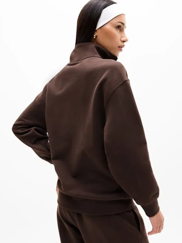 New Athleta XL Forever Fleece 1/4 Zip Sweatshirt Truffle X-Large Regular - Image 3