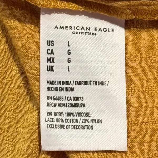 American Eagle Top Boho Cottage Prairie Romantic Hippie Fairy Folk Mustard Large - Image 4