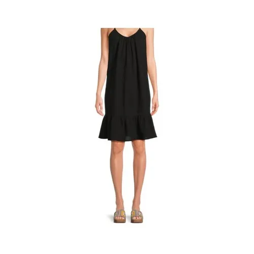 Time and Tru Womens Spaghetti‎ Strap Mini Dress Black Soot Size Medium (8-10) - Image 5