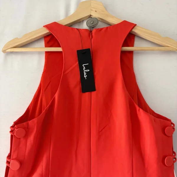 Lulus Bright Orange Maxi Dress CD4992 Side Button Sleeveless Racerback M - Image 7