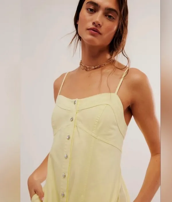 Free People Just Jill Maxi Dress in Pale Yellow - Image 2