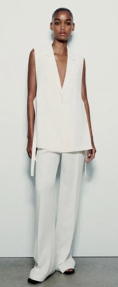 Zara blazer vest coat cream waistcoat with vents - Image 13
