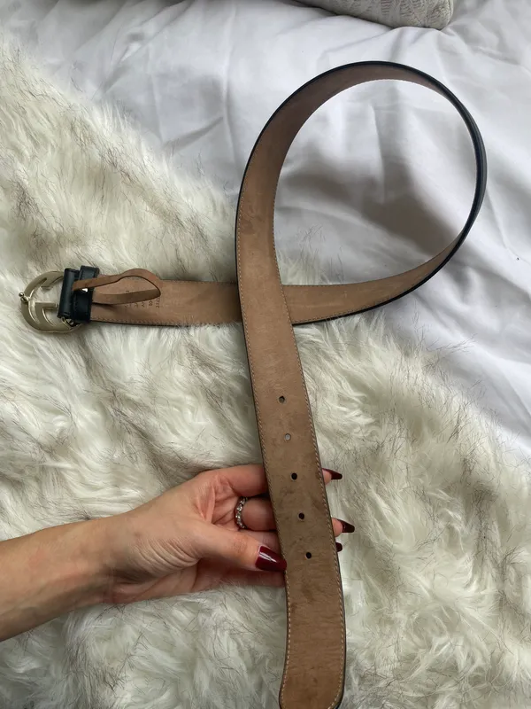 Gucci Belt Interlocking Silver GG Black Leather - Image 6