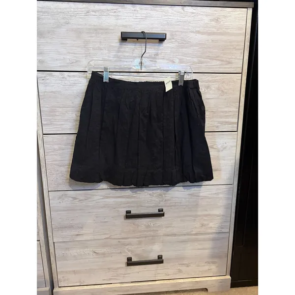 Aerie Real Good Black Bubble Mini Skirt Elastic Waist Textured Size M - Image 2