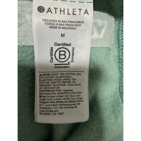 Athleta Forever Fleece Full Zip Cropped Hoodie Turquoise Women's Size Medium - Image 10