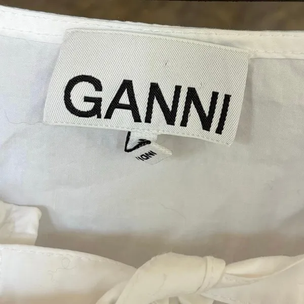 Ganni 100% Cotton White Poplin Mini Dress Size 36 Small - Image 3
