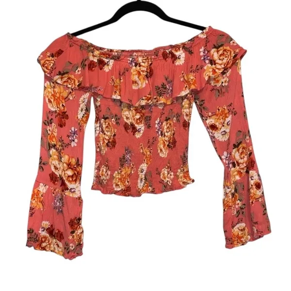 Crave Fame Floral Off the Shoulder Smocked Top Small‎ - Image 3
