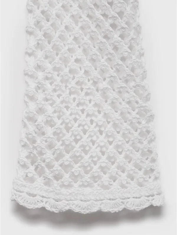 Mango Crochet Cardigan with Bow Closure NWT White S - Image 4