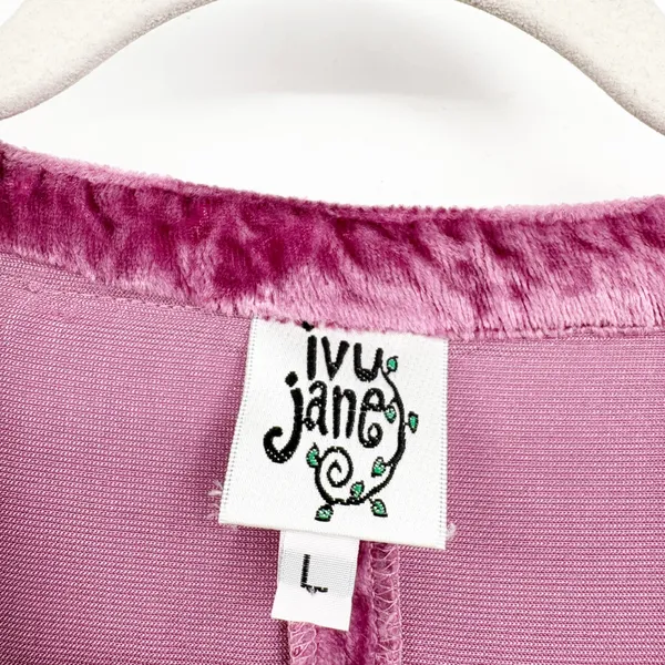 Ivy Jane Womens Purple Velvet Embroidered Boho Flowy Babydoll Blouse‎ Top Size L - Image 2