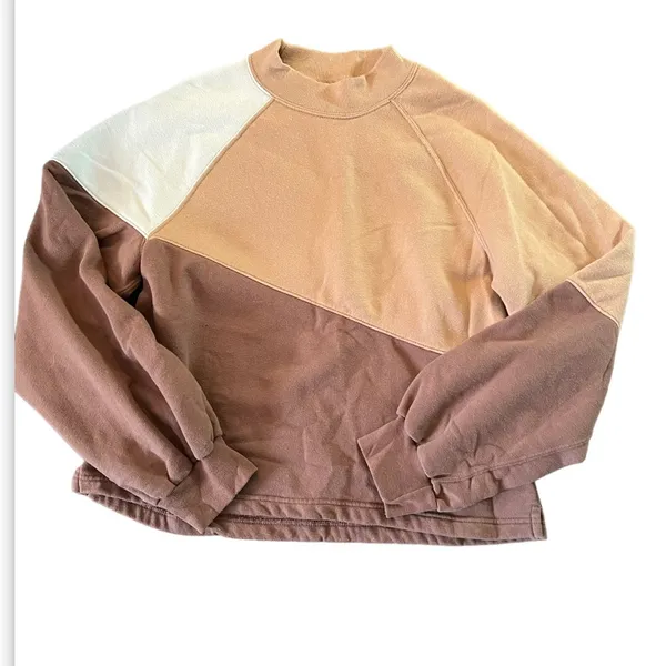 Abercrombie & Fitch‎ Women’s Medium Mini Mockneck Colorblock Fleece Sweatshirt - Image 4