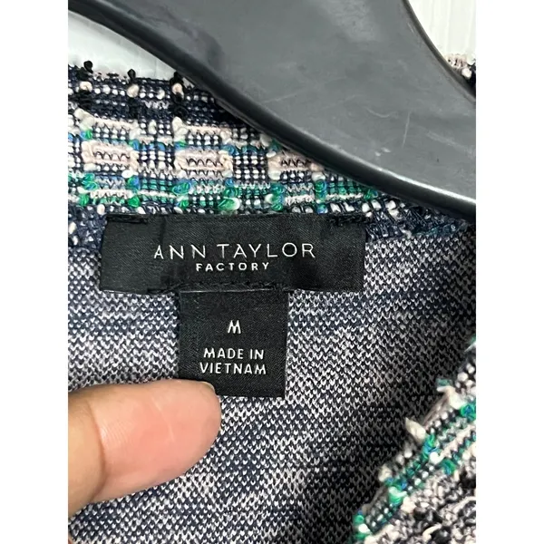 Ann Taylor Factory Women's Peplum Top Multicolor Tweed Knit Short Sleeve - Med - Image 6
