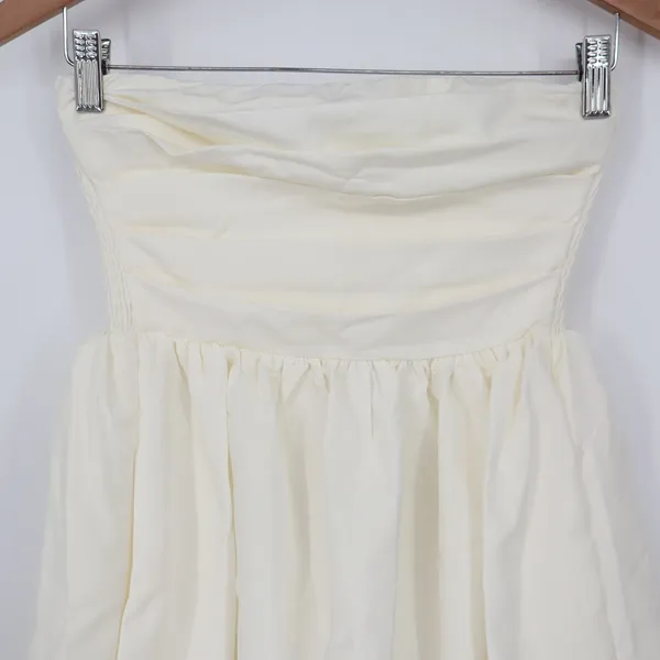 Showpo Shaima White Strapless Pleated Bubble Hem Mini Dress Size 2 NEW - Image 3