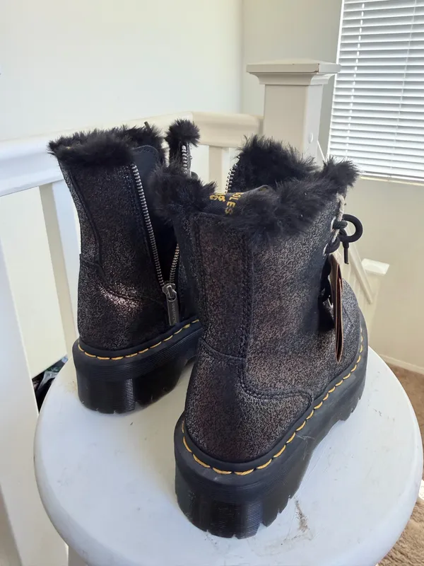 Dr. Martens Jadon Glitter Faux Fur Lined Platform Boots - Image 9