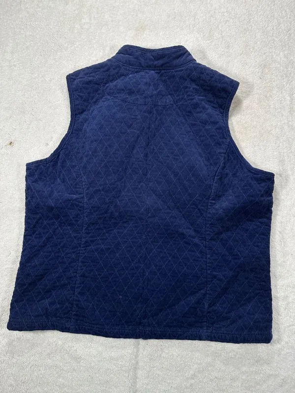Basic Editions Womens XL Quilted Vest Navy Blue Sleeveless Zip Front - Image 5
