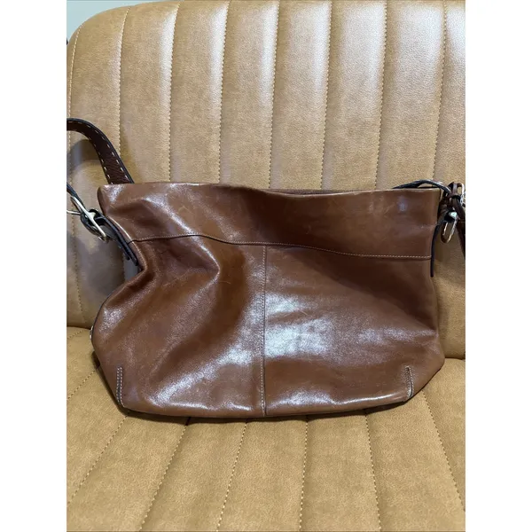 Vintage‎ El Portal Brown Leather Purse Buckle Strap Zip Closure - Image 3