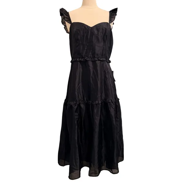 Lulus‎ Effervescent Aesthetic Black Tiered Ruffled Midi Dress XL Event Party - Image 2