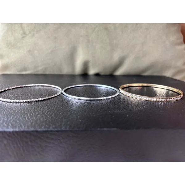Mixed Metal Rhinestone Stackable Bangle Bracelet Set Gold Silver Tone‎ 8pc 7.75" - Image 3