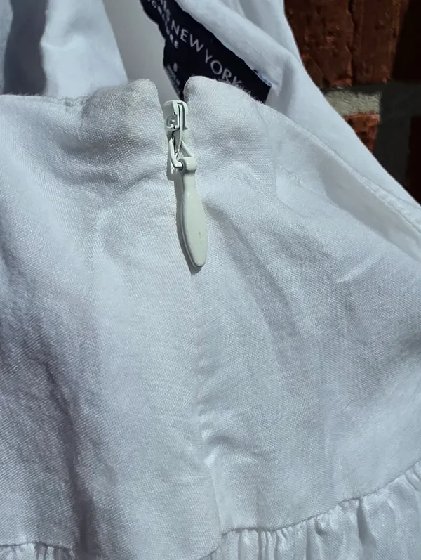 Jones New York signature Tiered maxi skirt Sz 6 white cotton Lined - Image 9