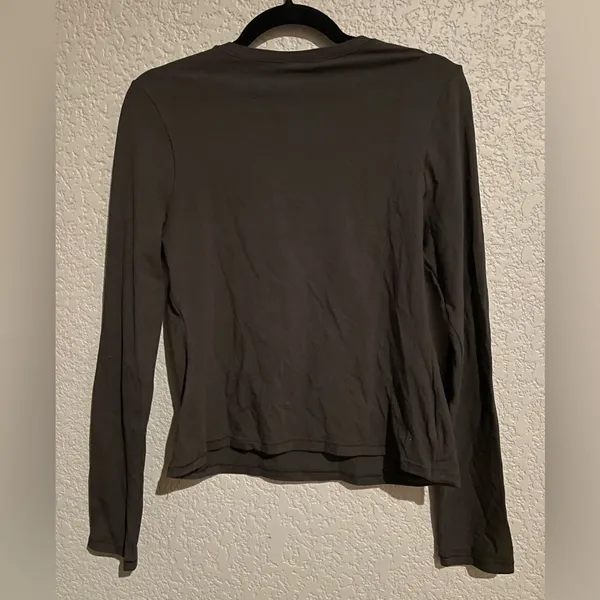 Skims NWT Long Sleeves Cropped Cotton T-Shirt Washed Onyx Color Size XL - Image 4