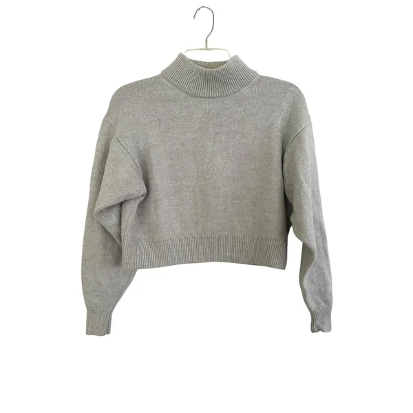 Aritzia Wilfred Free cropped sweater merino wool grey size small - Image 2