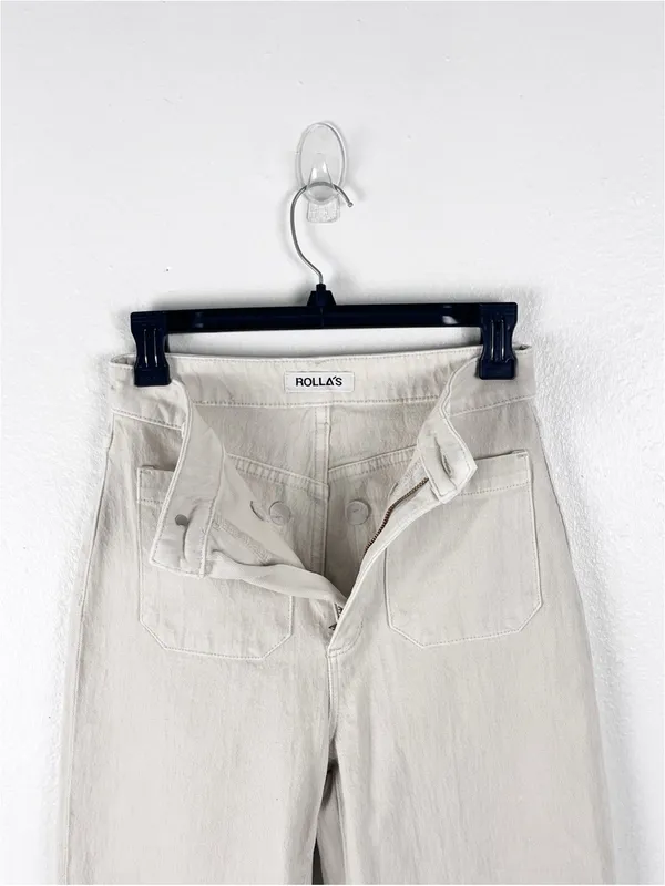 ROLLA’S Cream Sailor High Rise Wide Leg Denim Jeans Size 26 Neutral Preppy Boho - Image 7