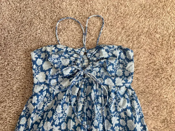 Sim & Sam blue floral maxi dress with adjustable straps  - Image 3