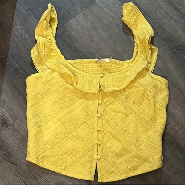 NWOT Free People Yellow Riviera Lace Tank Size Small - Image 5