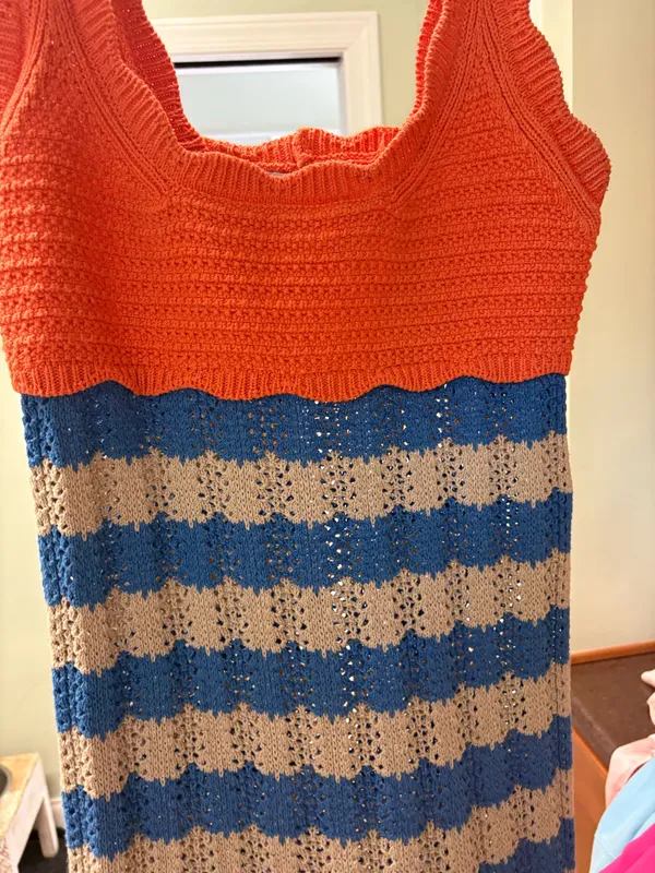 Zara crochet dress orange and blue - Image 6
