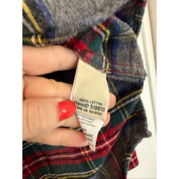 L.L. Bean relaxed fit flannel pullover zip up sweater large - Image 4