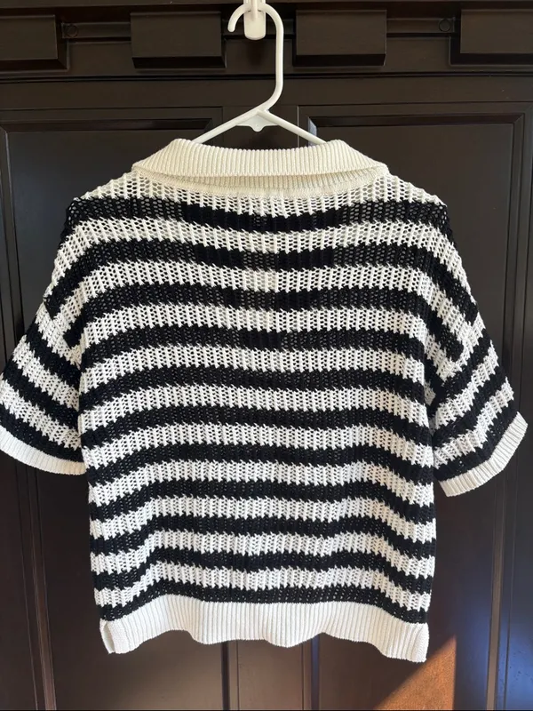 NWT EVEREVE Erica Pullover Striped Sweater Black White Generous XS - Image 10
