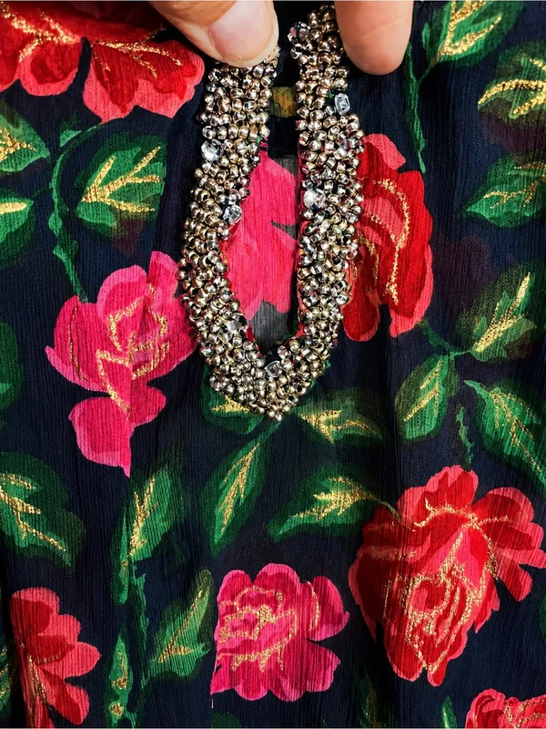 Abercrombie & Fitch XS Sheer Floral Beaded Tank Top whimsigoth beaded ethereal - Image 5