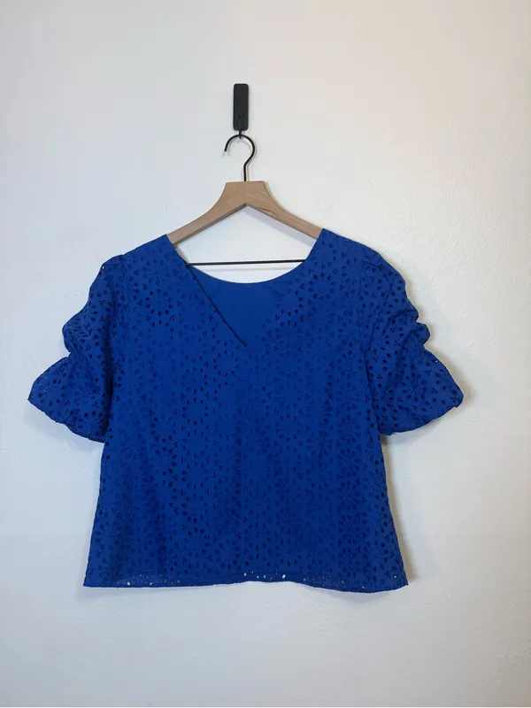 Lilly Pulitzer Shaila Eyelet Lace Puff Sleeve Top - Image 4