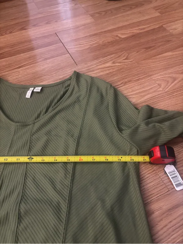 Cato Olive Ribbed V-Neck Long Sleeve Top Size XL - Image 7