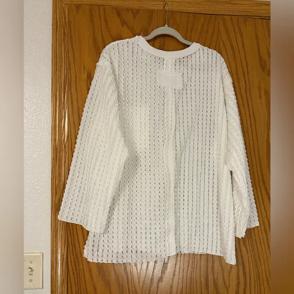 POL Ivory Her Kind Eyelets Crochet Eyelet Top - NWOT - Size L - Image 2