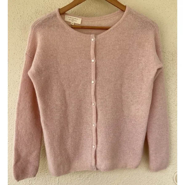 SEZANE Gaspard Mohair Alpaca Cardigan Button Down Rib Sweater XS Pink Coquette - Image 5
