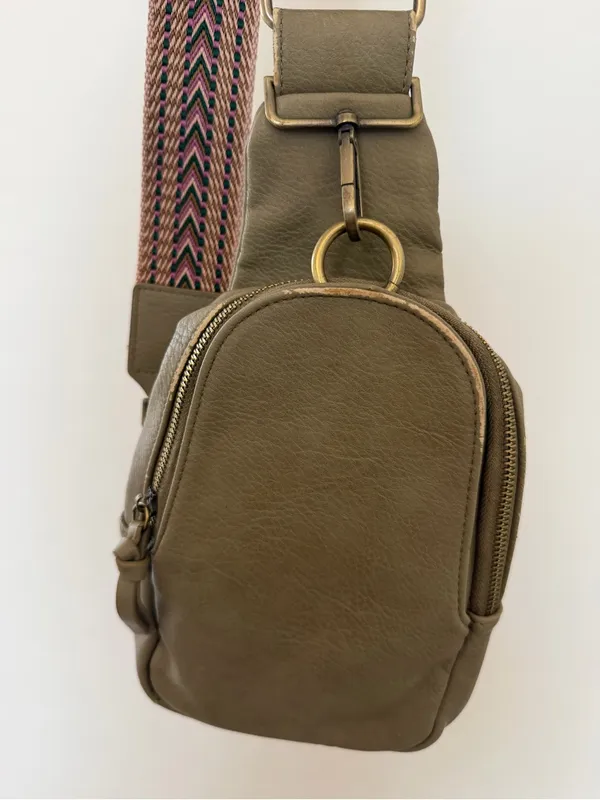 Anthropologie Olive Mini Crossbody with Patterned Woven Strap - Image 2