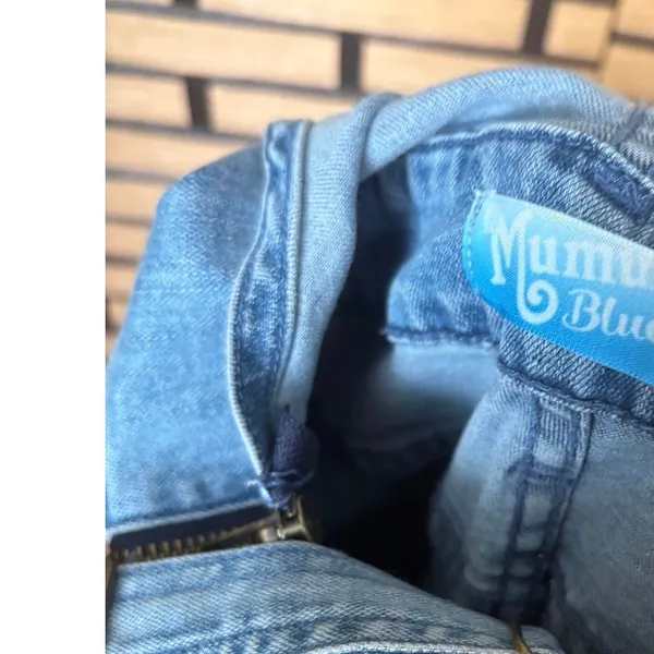 MuMu Blue Denim Flared Leg‎ Overalls Size Small - Image 10