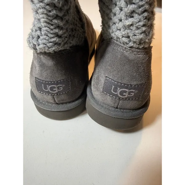 UGG Shaina Sweater Knit Cuff Boots Gray Suede Women's 8 1012534 - Image 7