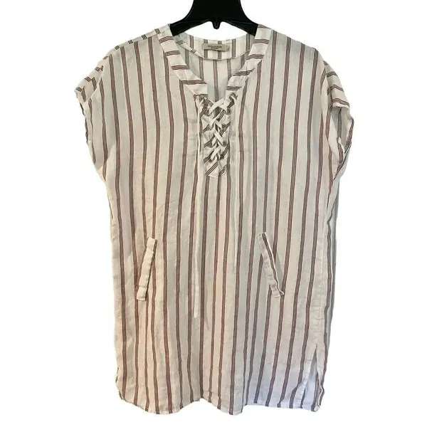 Viola Borghi made in Italy striped lace up tunic coverup - Image 2