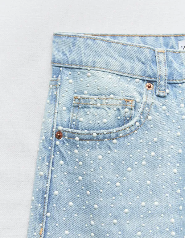 Zara NWT TRF Pearl Wide Leg Jeans - Image 6