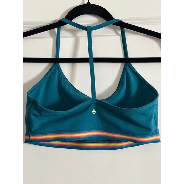 Spiritual Gangster Teal T-Back‎ Novelty Bra Striped Band Medium - Image 4