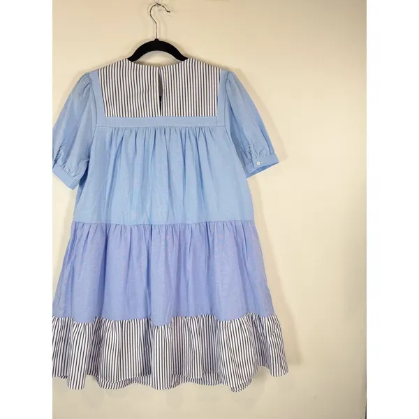English Factory Womens Dress Blue Quinn Babydoll Striped Tiered A Line Small - Image 5