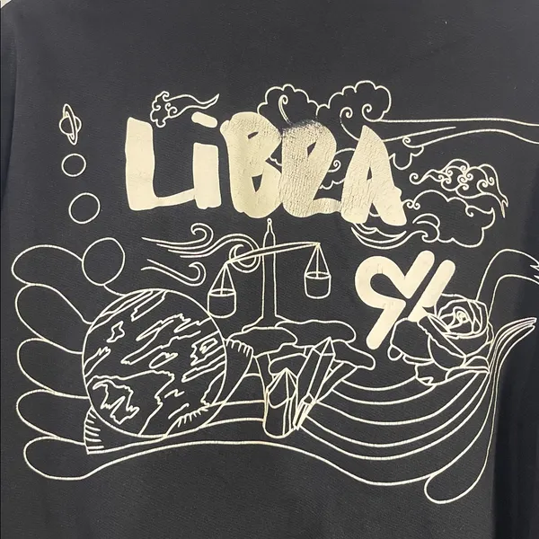 Good American Womens Libra Horoscope Crewneck Sweatshirt Black Small - Image 5