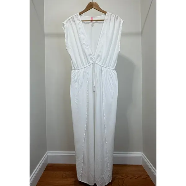 Victoria’s Secret White Deep V‑Neck Cover‑Up Maxi Dress Size XL - Image 2
