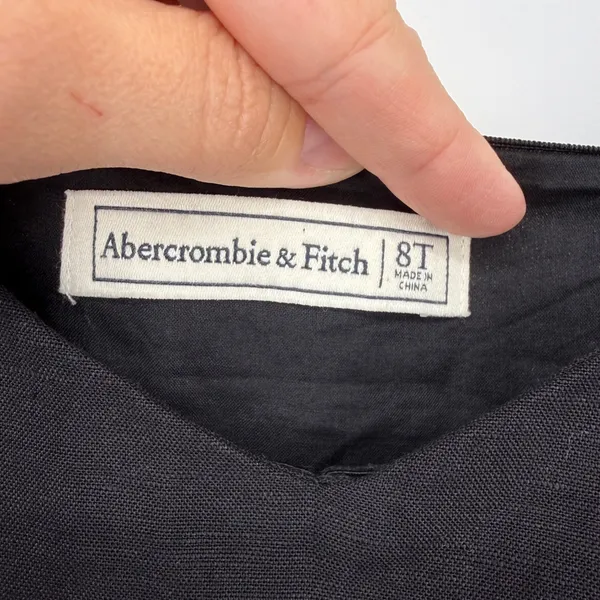 Abercrombie & Fitch Black Linen Blend‎ Off Shoulder Sheath Dress 8T Tall LBD - Image 4