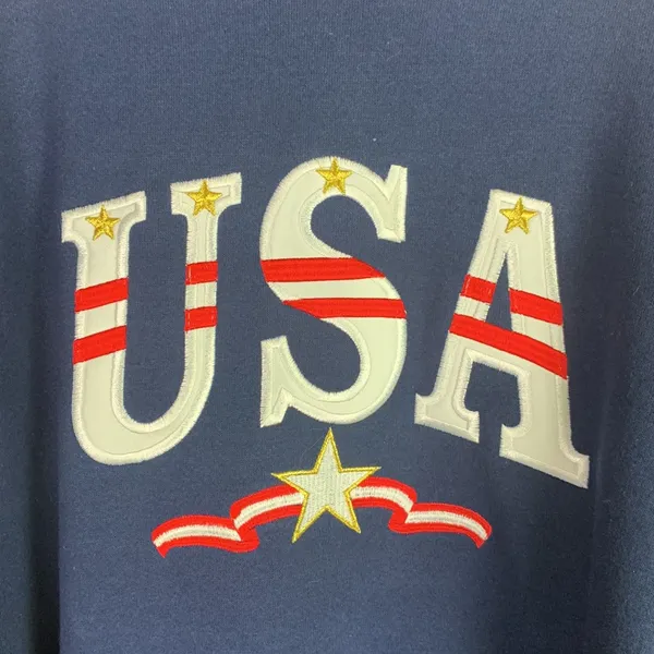 Vintage‎ Oversized XL USA Embroidered Crew Neck Sweatshirt - Image 2